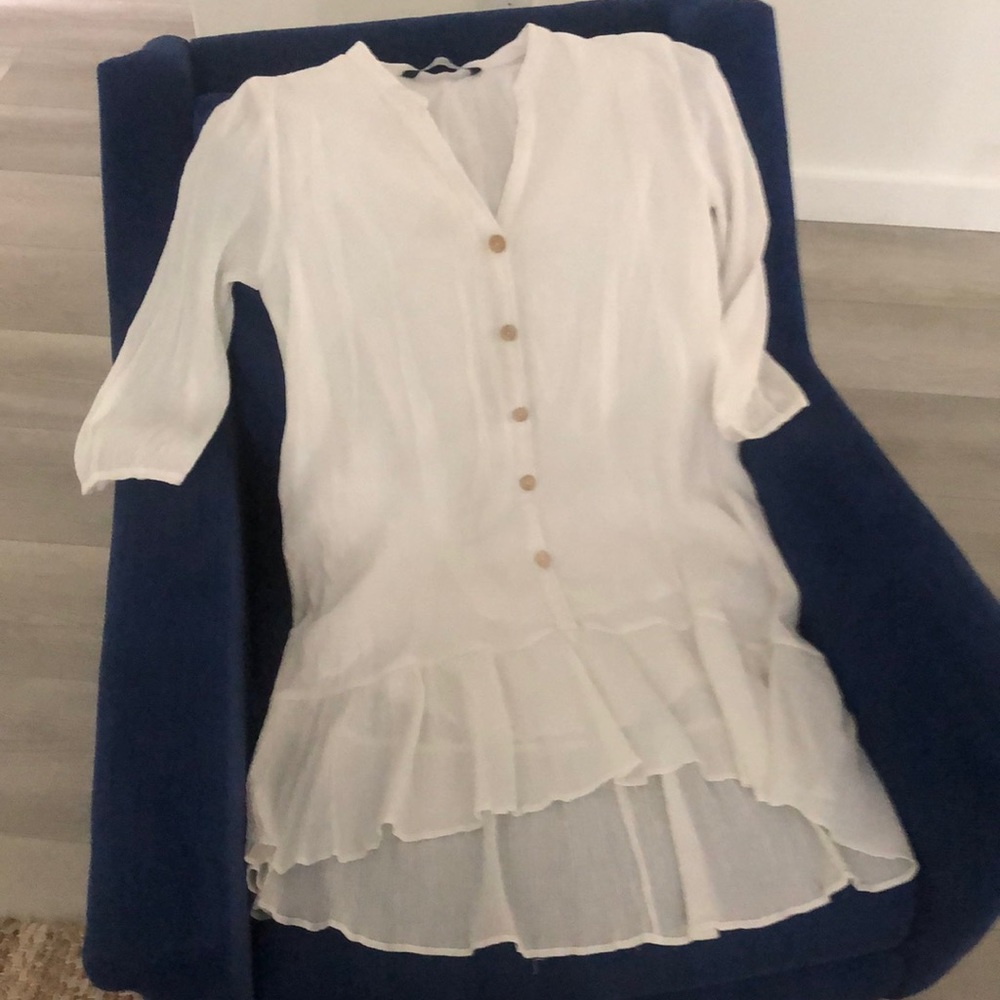 💯 Cotton Zara White Mini Dress.
